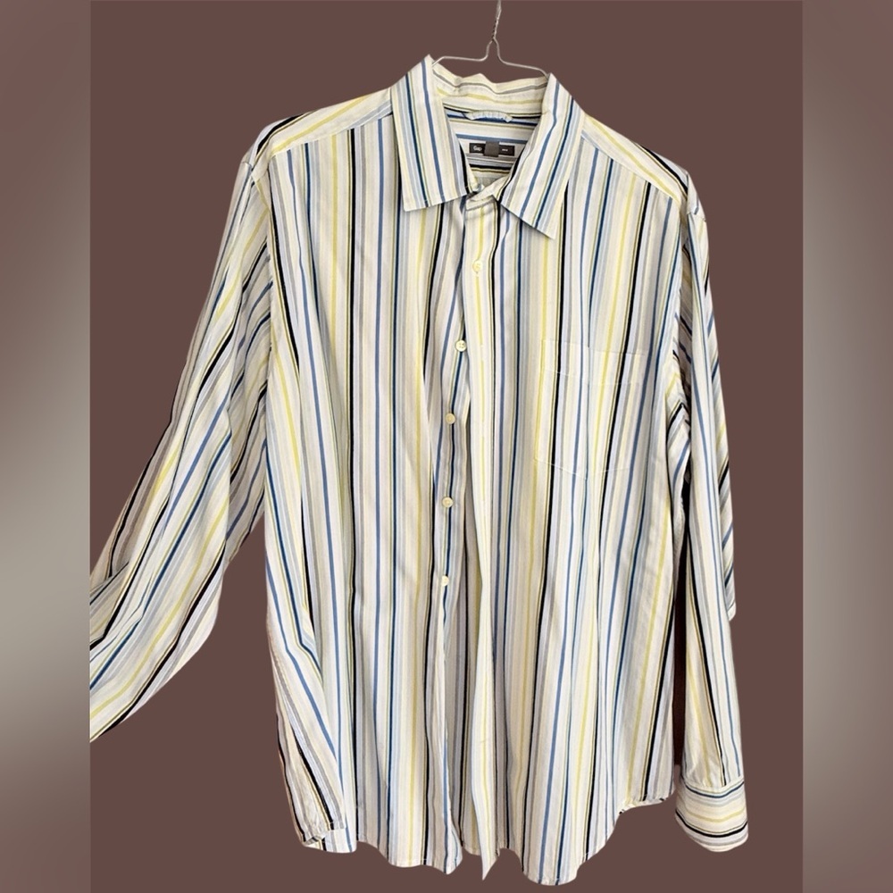 GAP Men's Striped Shirt in Yellow and Blue L